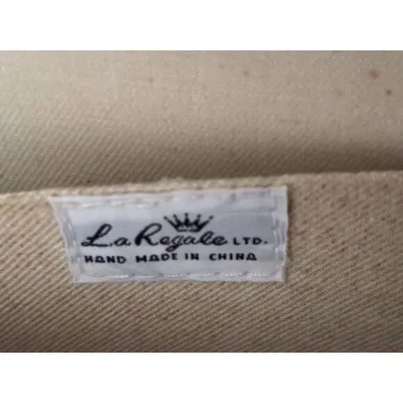 La Regale Woven Straw Grass Handbag Purse Gold Tone Hardware Vintage Chain Strap - Picture 3 of 8